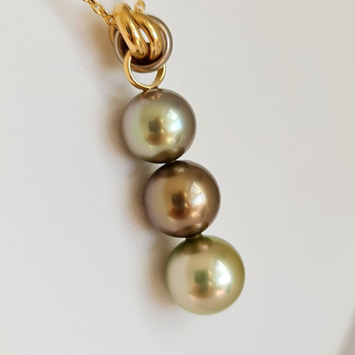 Trio des Iles - Pendentif 3 Ors et Perles de Tahiti d'Exception