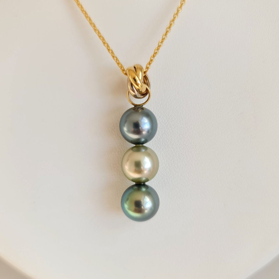 Trio des Iles - Pendentif 3 Ors et Perles de Tahiti d'Exception