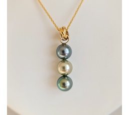 Trio des Iles - Pendentif 3 Ors et Perles de Tahiti d'Exception