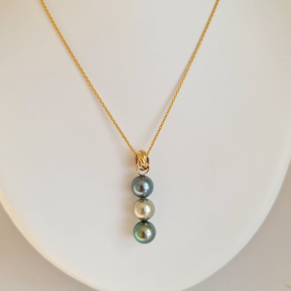 Trio des Iles - Pendentif 3 Ors et Perles de Tahiti d'Exception