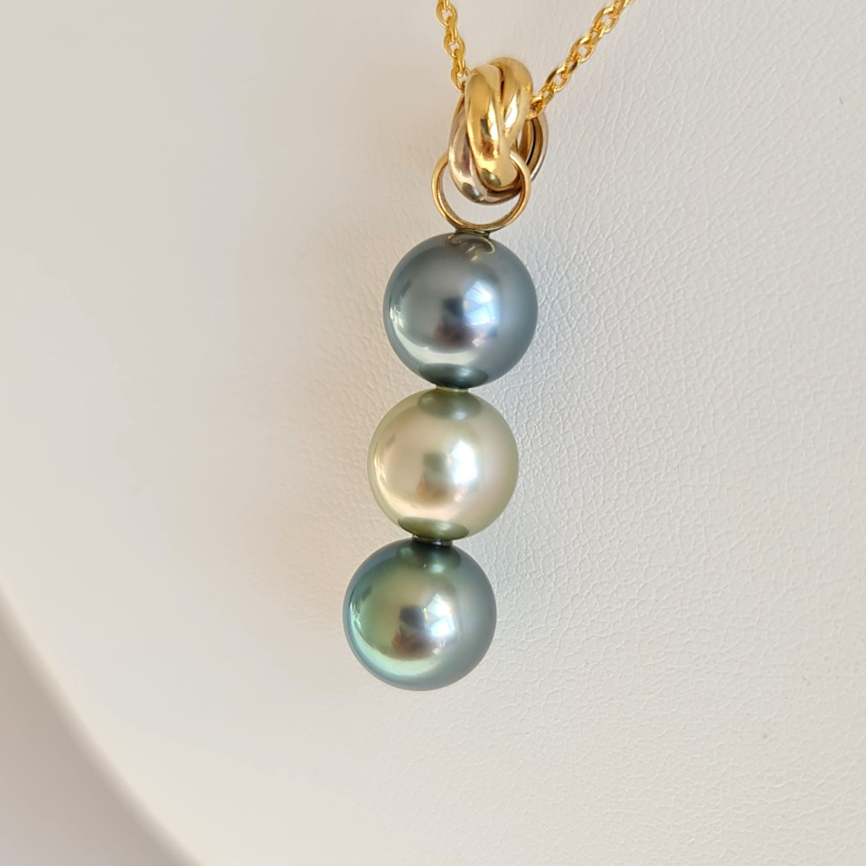 Trio des Iles - Pendentif 3 Ors et Perles de Tahiti d'Exception