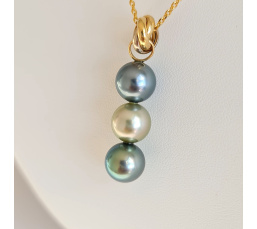Trio des Iles - Pendentif 3 Ors et Perles de Tahiti d'Exception