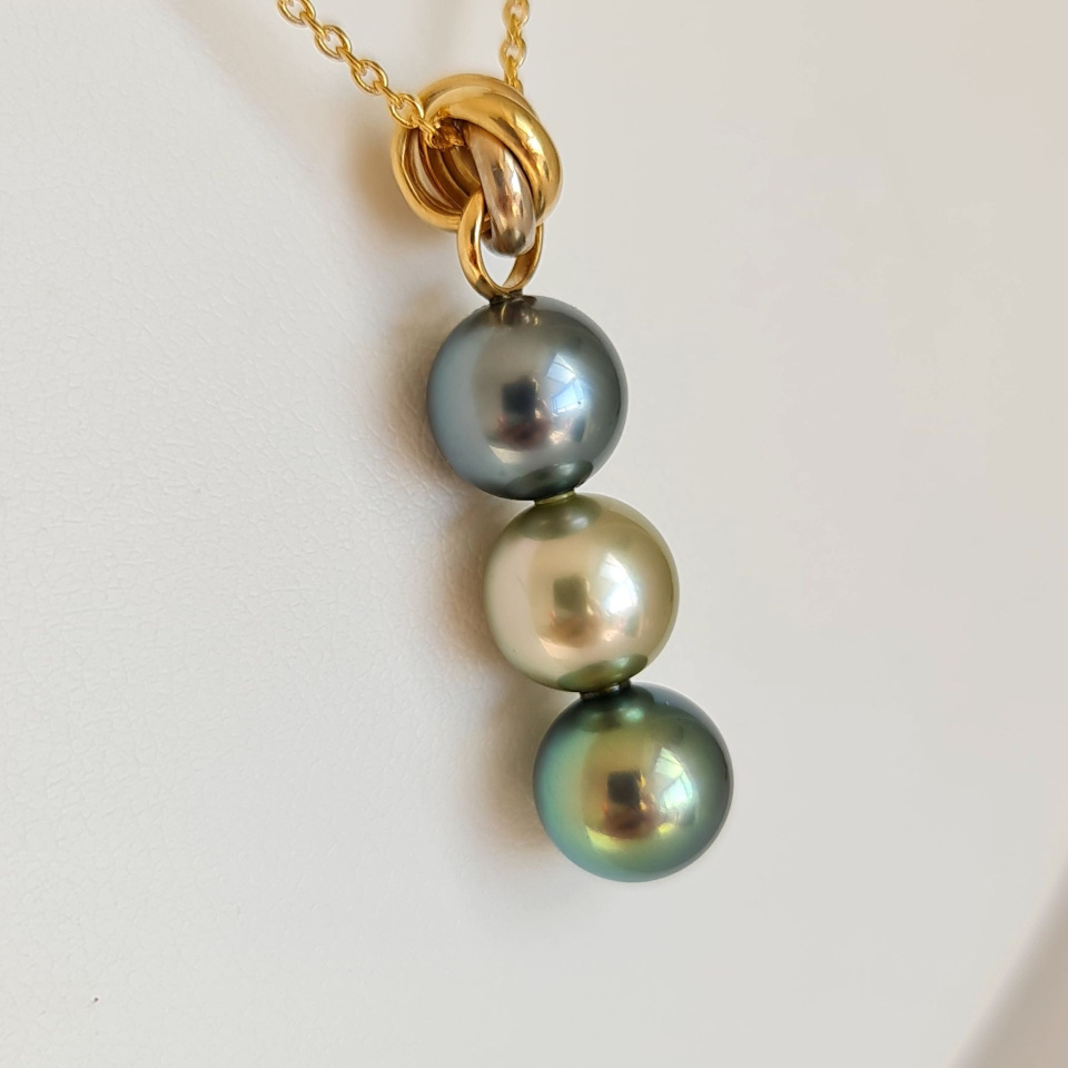 Trio des Iles - Pendentif 3 Ors et Perles de Tahiti d'Exception