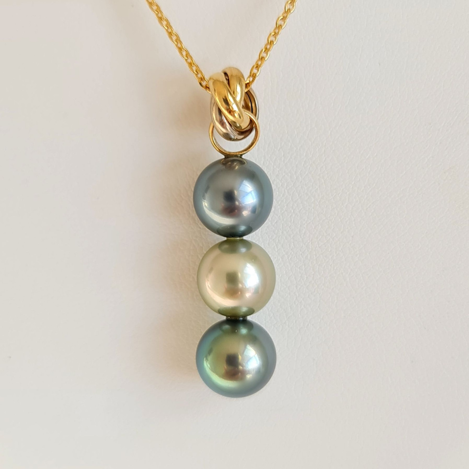 Trio des Iles - Pendentif 3 Ors et Perles de Tahiti d'Exception
