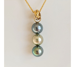 Trio des Iles - Pendentif 3 Ors et Perles de Tahiti d'Exception