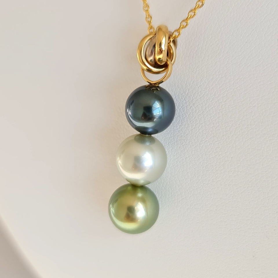Trio des Iles - Pendentif 3 Ors et Perles de Tahiti d'Exception