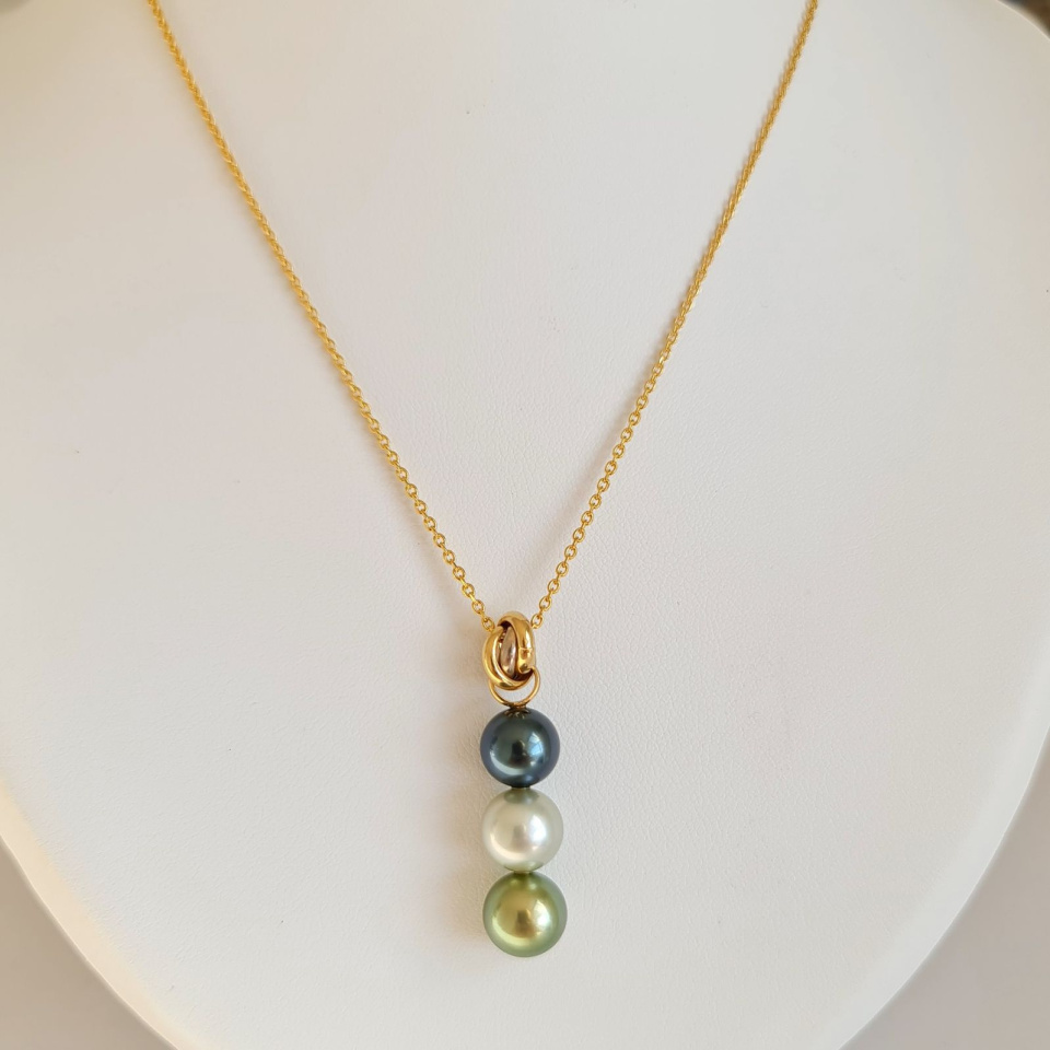 Trio des Iles - Pendentif 3 Ors et Perles de Tahiti d'Exception