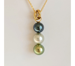 Trio des Iles - Pendentif 3 Ors et Perles de Tahiti d'Exception