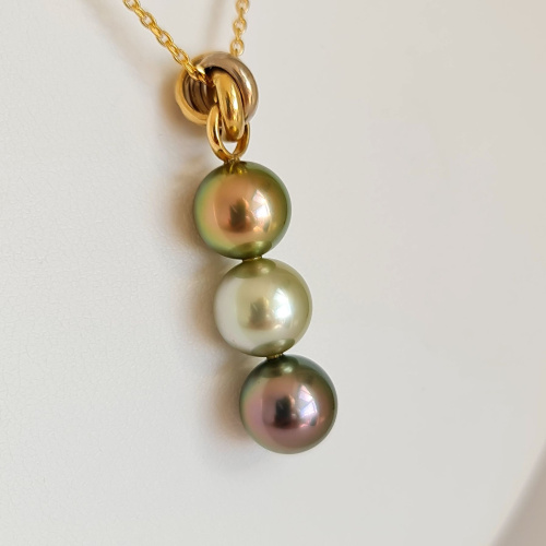 Trio des Iles - Pendentif 3 Ors et Perles de Tahiti d'Exception