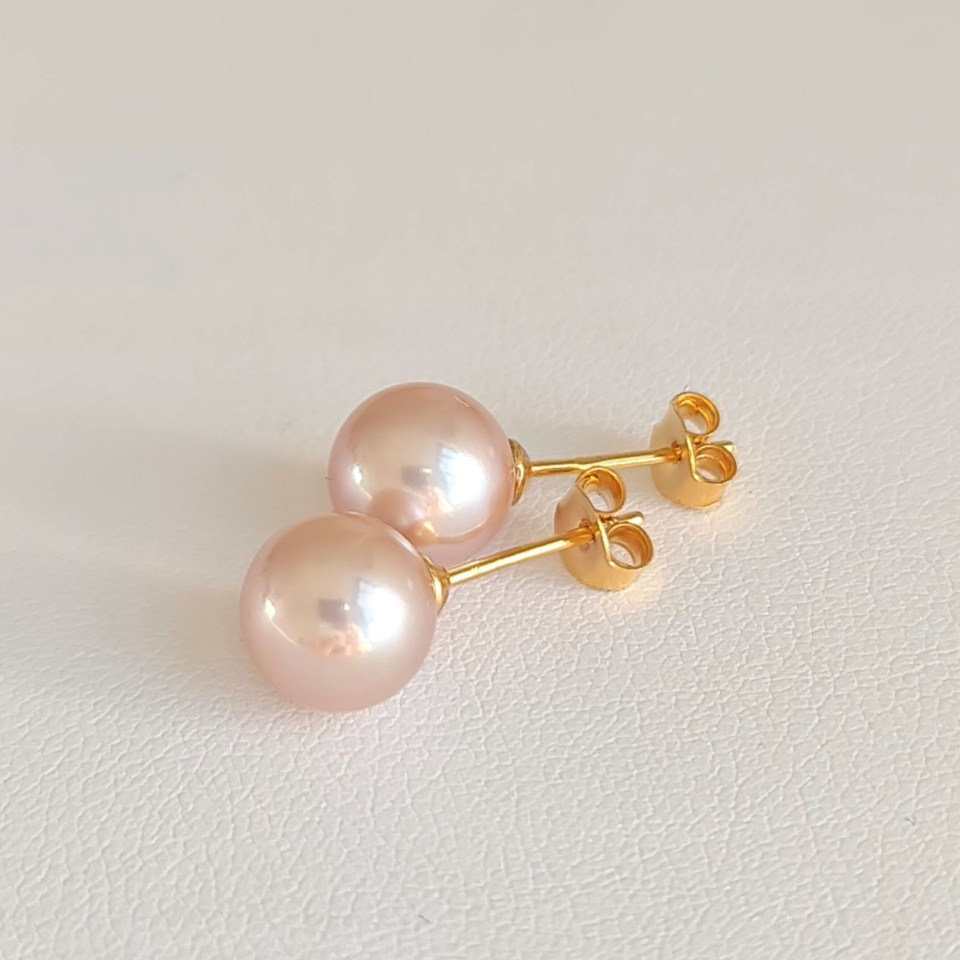 Kauehi - Boucles d'Oreilles Plaqué Or et Perles d'Eau douce d'exception