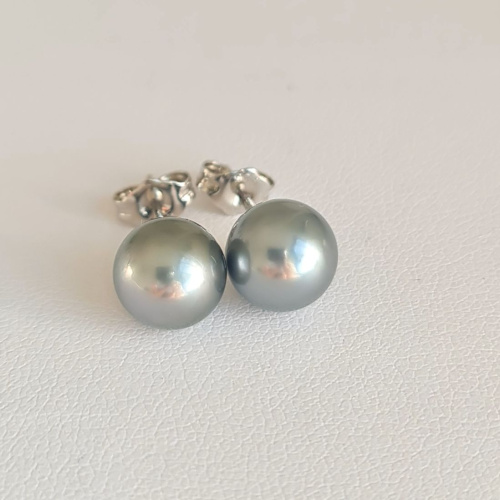 Rimatara - Boucles d'Oreilles Argent Rhodié et Perles de Tahiti