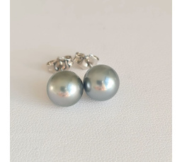 Rimatara - Boucles d'Oreilles Argent Rhodié et Perles de Tahiti