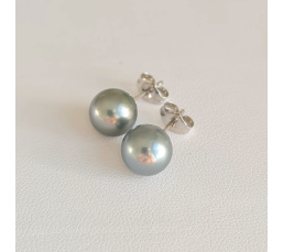 Rimatara - Boucles d'Oreilles Argent Rhodié et Perles de Tahiti