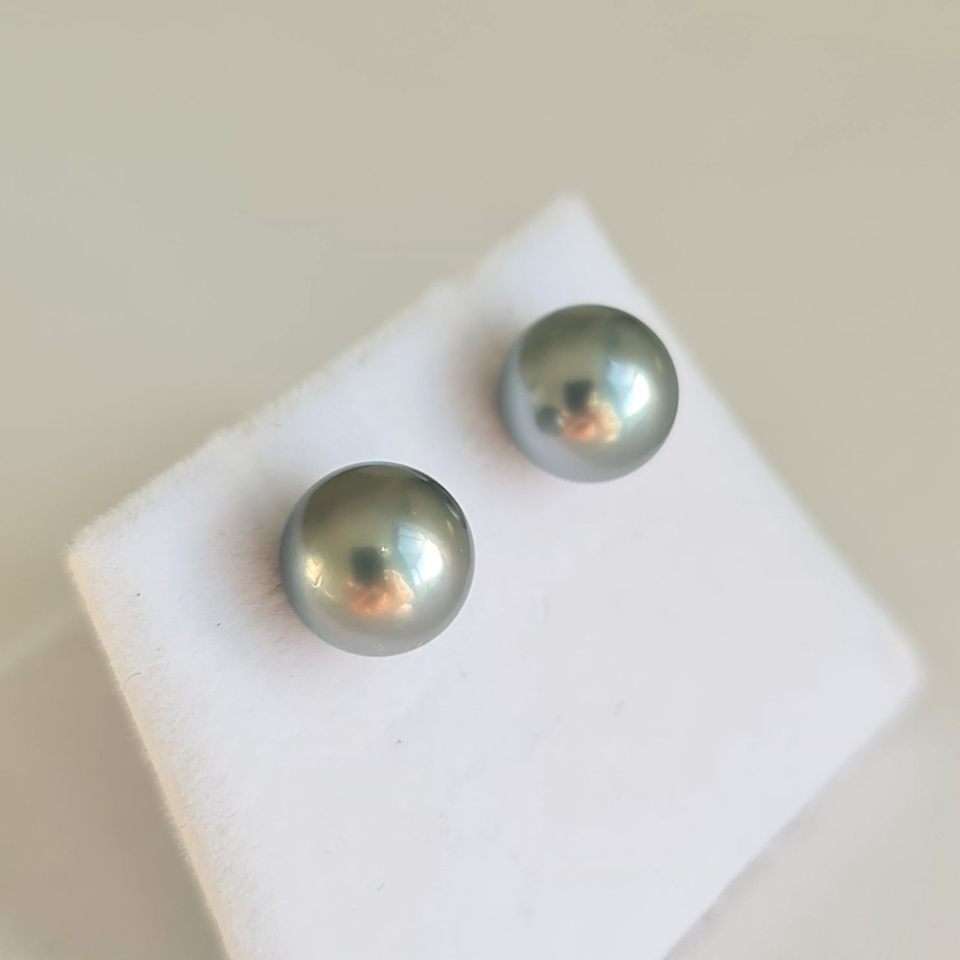 Rimatara - Boucles d'Oreilles Argent Rhodié et Perles de Tahiti