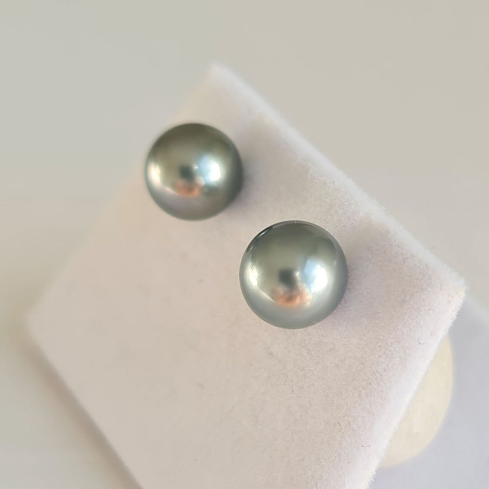 Rimatara - Boucles d'Oreilles Argent Rhodié et Perles de Tahiti