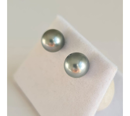 Rimatara - Boucles d'Oreilles Argent Rhodié et Perles de Tahiti