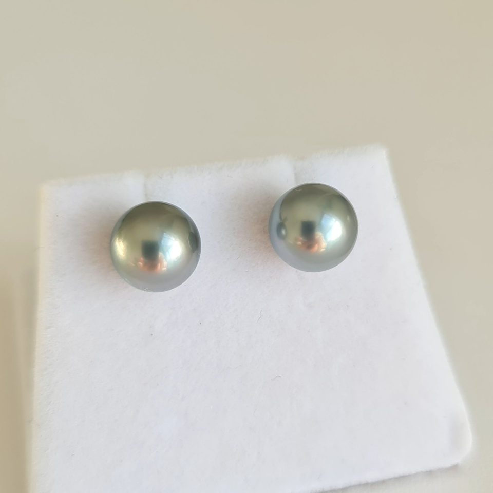 Rimatara - Boucles d'Oreilles Argent Rhodié et Perles de Tahiti