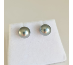 Rimatara - Boucles d'Oreilles Argent Rhodié et Perles de Tahiti