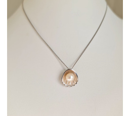 Coquillage - Pendentif Argent Rhodié et Véritable Perle d'Eau Douce