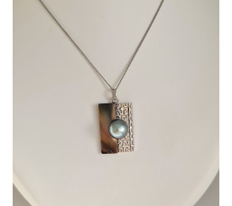 Hiva Oa - Pendentif en Argent, Nacre et Véritable Perle de Tahiti