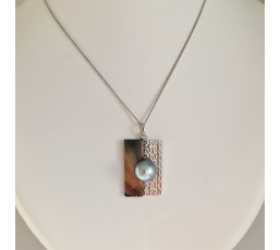 Hiva Oa - Pendentif en Argent, Nacre et Véritable Perle de Tahiti
