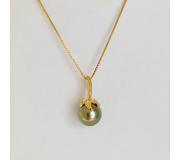 Larme des Dieux - Pendentif en Or Jaune et Perle de Tahiti d'Exception