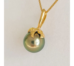 Larme des Dieux - Pendentif en Or Jaune et Perle de Tahiti d'Exception
