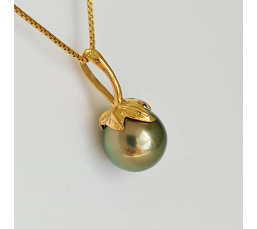Larme des Dieux - Pendentif en Or Jaune et Perle de Tahiti d'Exception