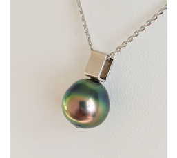 Tea - Pendentif Argent Rhodié et Perle de Tahiti