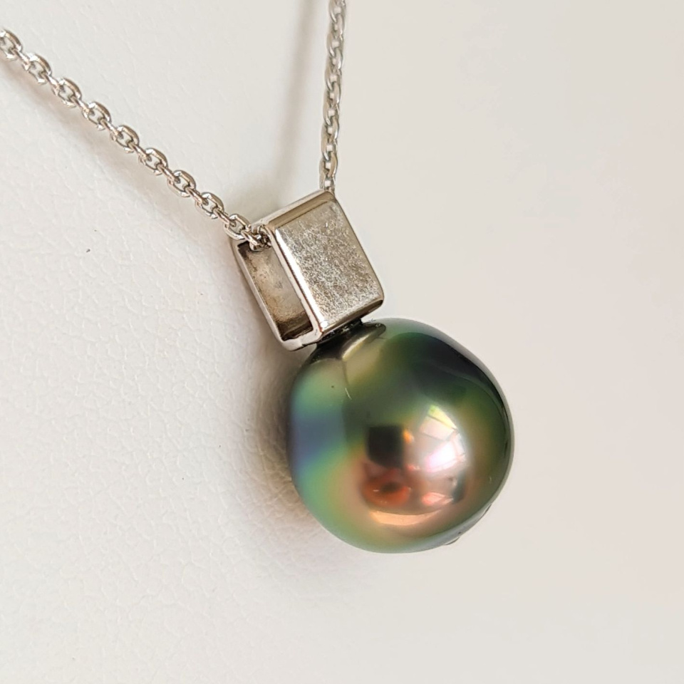 Tea - Pendentif Argent Rhodié et Perle de Tahiti