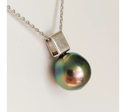 Tea - Pendentif Argent Rhodié et Perle de Tahiti