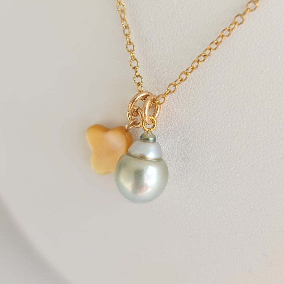 Chance - Collier or laminé 14 carats et Perle de Tahiti d'Exception