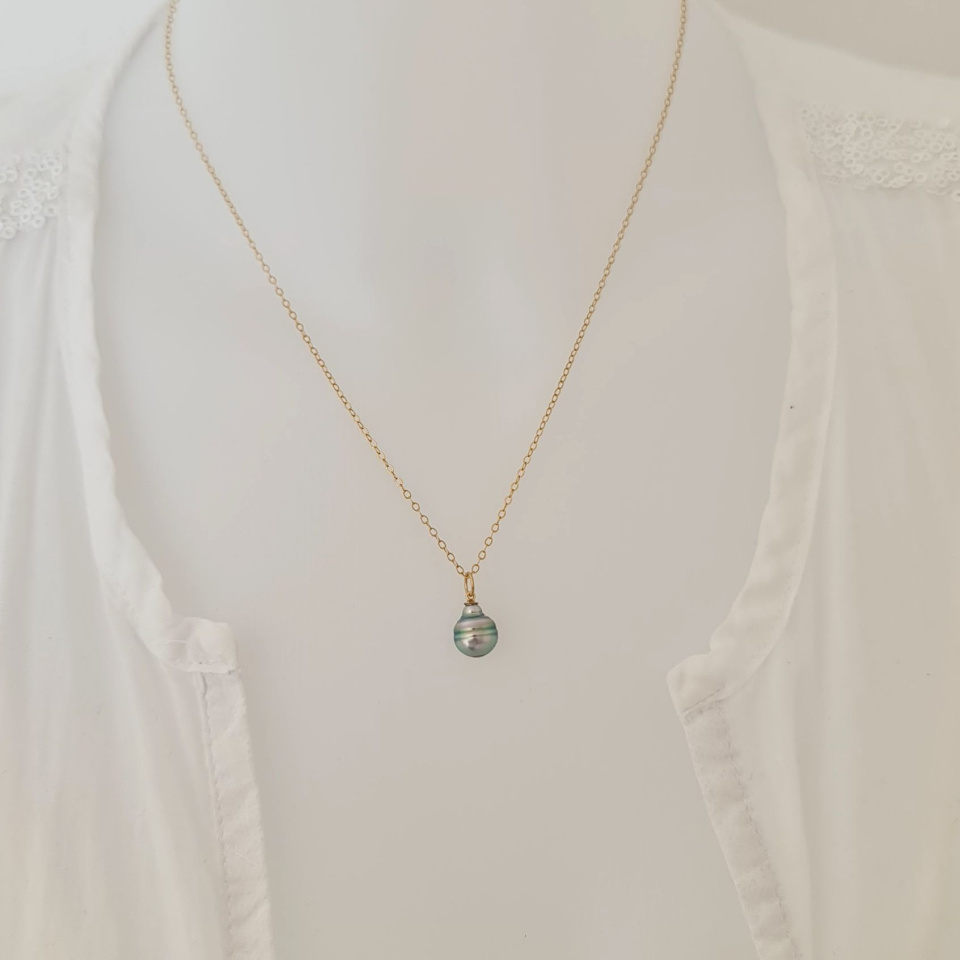 Anabella - Collier or laminé 14 carats et Perle de Tahiti d'Exception