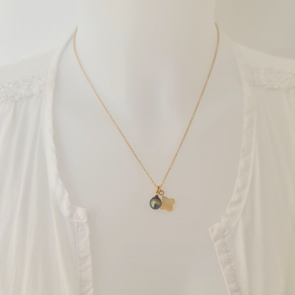 Chance - Collier or laminé 14 carats et Perle de Tahiti d'Exception