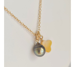 Chance - Collier or laminé 14 carats et Perle de Tahiti d'Exception