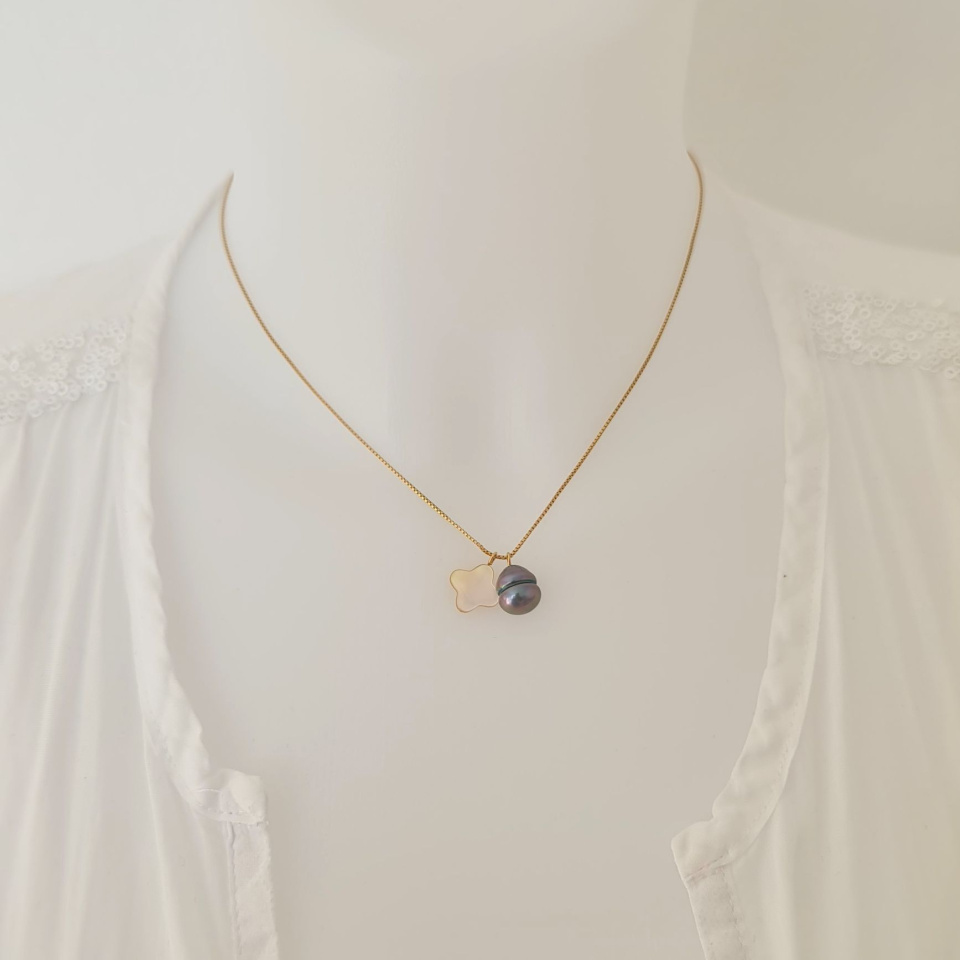 Chance - Collier or laminé 14 carats et Perle de Tahiti d'Exception