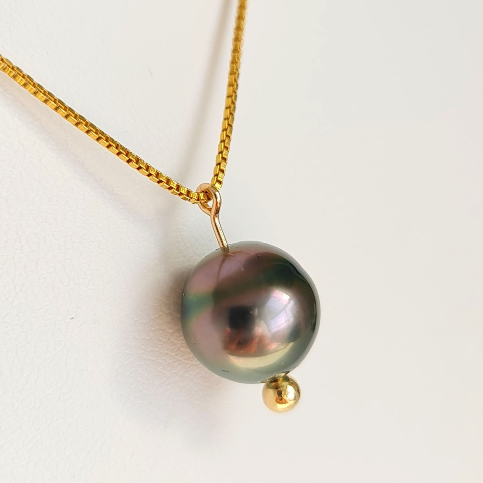 Maeva - Collier or laminé 14 carats et Véritable Perle de Tahiti