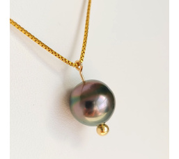 Maeva - Collier or laminé 14 carats et Véritable Perle de Tahiti