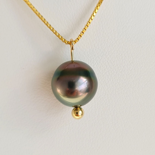 Maeva - Collier or laminé 14 carats et Véritable Perle de Tahiti