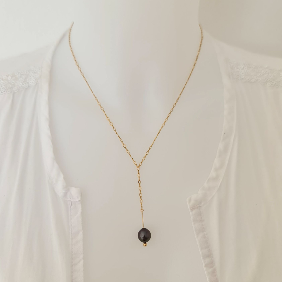 Maeva nui - Collier or laminé 14 carats et Véritable Perle de Tahiti