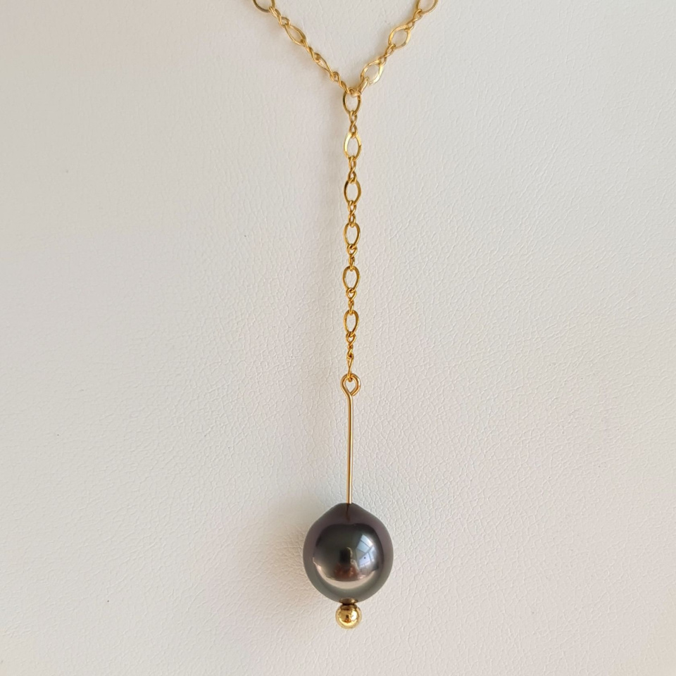 Maeva nui - Collier or laminé 14 carats et Véritable Perle de Tahiti