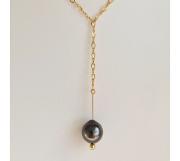 Maeva nui - Collier or laminé 14 carats et Véritable Perle de Tahiti