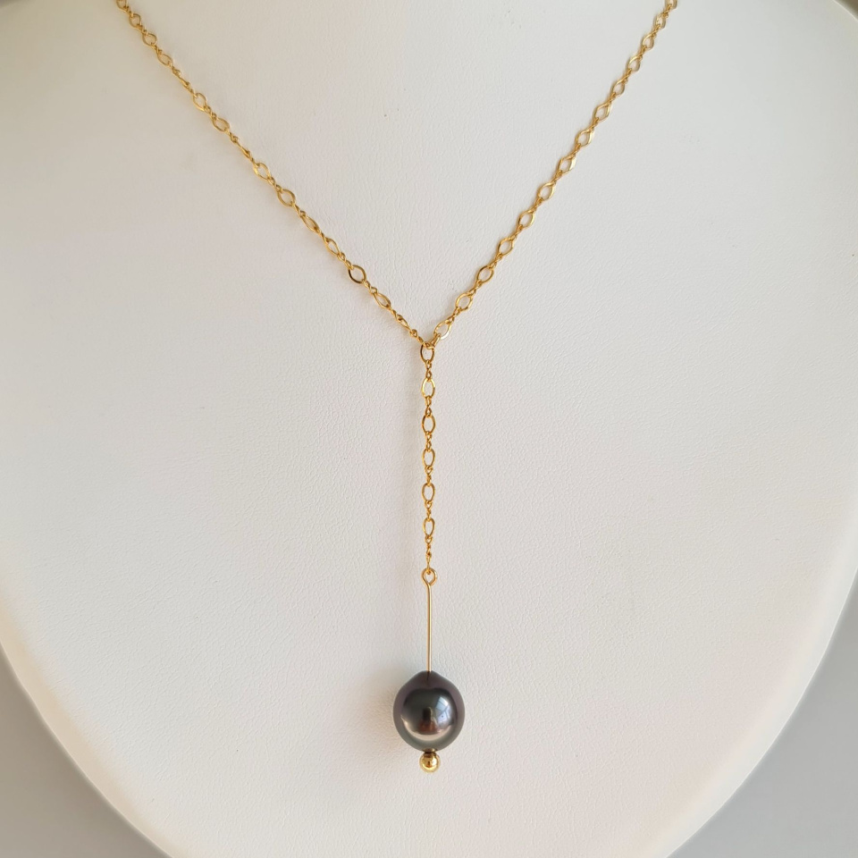 Maeva nui - Collier or laminé 14 carats et Véritable Perle de Tahiti