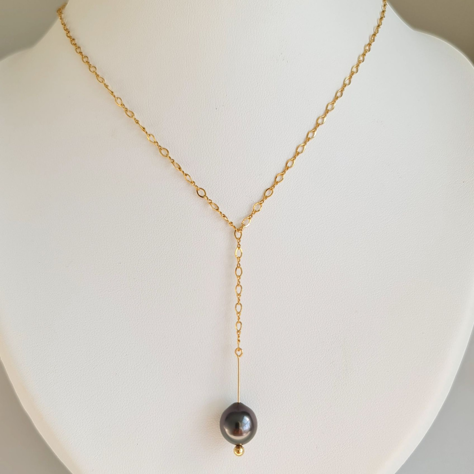Maeva nui - Collier or laminé 14 carats et Véritable Perle de Tahiti