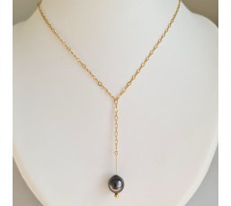 Maeva nui - Collier or laminé 14 carats et Véritable Perle de Tahiti