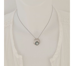 Tara - Pendentif Argent Rhodié, Oxydes de zirconium et Perle de Tahiti