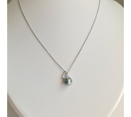 Tahiti - Collier Argent rhodié et Véritable Perle de Tahiti