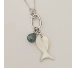 Manihi - Collier Argent rhodié et Perle et Nacre de Tahiti