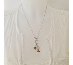 Manihi - Collier Argent rhodié et Perle et Nacre de Tahiti