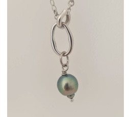 Manihi - Collier Argent rhodié et Perle  de Tahiti d'exception